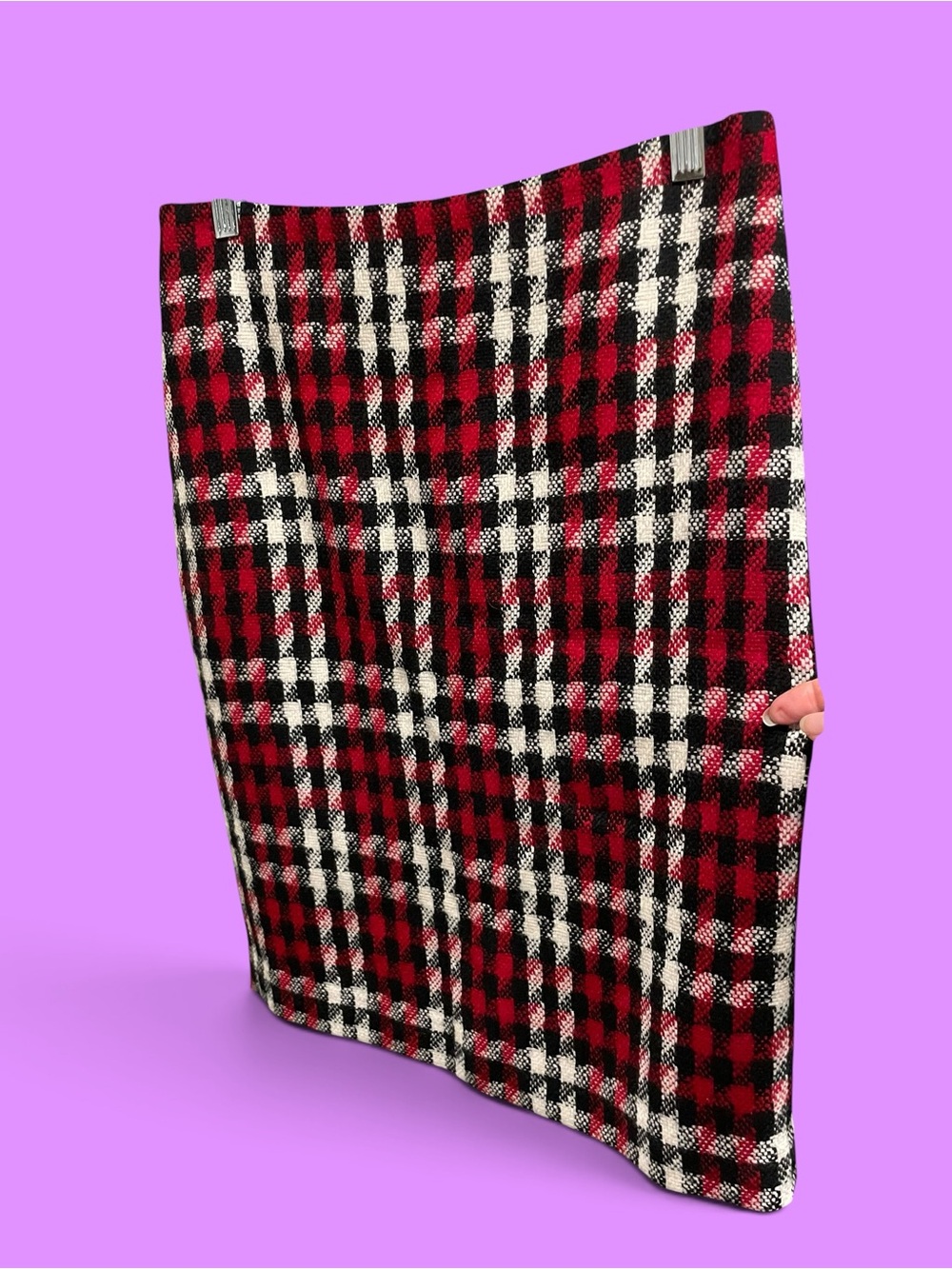Cute classic Talbots wool blend plaid red pencil skirt preppy twee academia mini